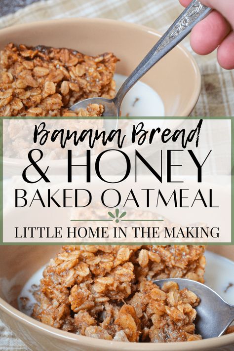 Banana Bread Honey, Bread And Honey, Oatmeal Casserole, Healthy Baked Oatmeal, Banana Bread Baked Oatmeal, Oats Recipes Breakfast, Baked Oatmeal Healthy, Baked Oatmeal Recipe, Banana Baked Oatmeal