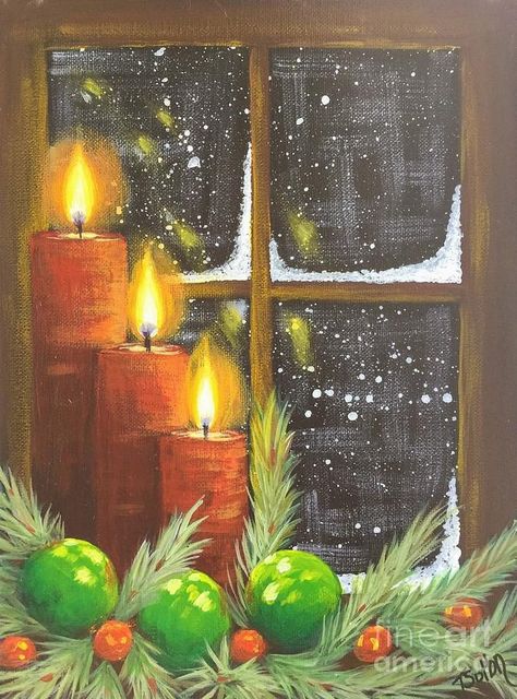 Make Christmas Special, Christmas Canvas Art, Scene Drawing, Christmas Paintings On Canvas, Love Winter, Christmas Card Art, I Love Winter, Holiday Painting, Winter Painting