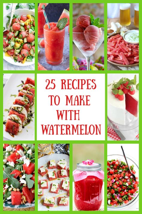 25 Recipes to Make with Watermelon #watermelon #recipes #RecipesForHolidays Fruit Pairings, Watermelon Appetizer, Watermelon Drinks, Watermelon Salsa Recipe, Salad Watermelon, Watermelon Smoothie Recipes, Watermelon Smoothie, Watermelon Health Benefits, Barbecue Side Dishes