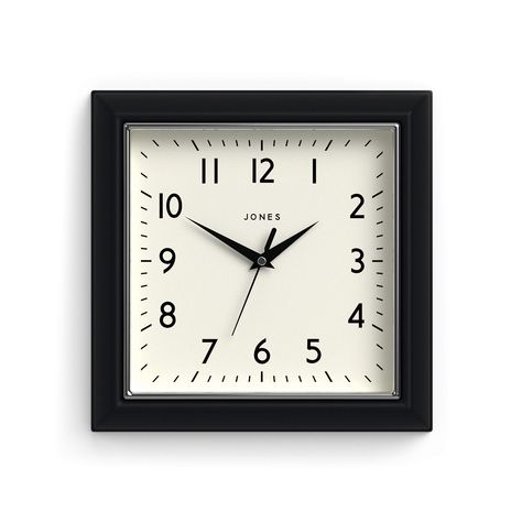 PRICES MAY VARY. Jones Clocks are proudly designed in the UK. The go to wall clock brand. A moulded, square shaped wall clock with a metallic bezel and metal hands under a glass lens. This compact wall clock is perfect for adding style and function to a kitchen where wall space is at a premium. Add this versatile piece of décor to your kitchen wall, living room, bedroom, hallway or office. It also makes the perfect birthday present or wedding gift Materials: Acrylic case, metal hands and glass l Square Clock, Analog Alarm Clock, Mustard Walls, Square Clocks, Pink Flowers Wallpaper, Retro Wall Clock, Bright Walls, Kitchen Wall Clocks, Retro Clock