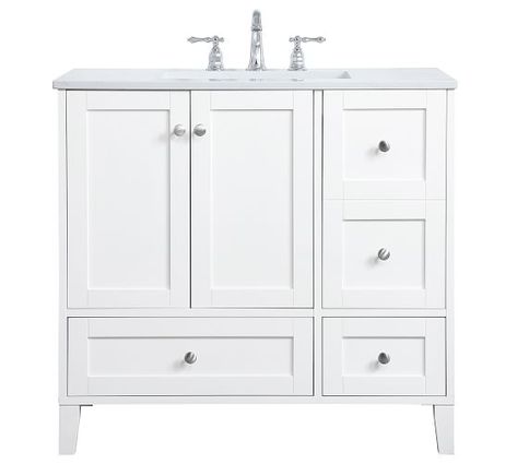 Whites Single Sink Vanity 31" - 40" Bath Vanities | Pottery Barn Calacatta Quartz, Quartz Vanity Tops, Basin Cabinet, Single Sink Vanity, White Vanity Bathroom, Transitional Bathroom Vanities, Marble Vanity Tops, Bathroom Vanities For Sale, Single Sink Bathroom Vanity