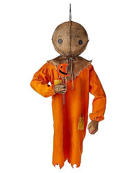 3.5 Ft Hanging Sam Decorations - Trick 'r Treat $59.99 | Spirit Halloween 2019 Spirit Halloween Coupon, Horror Movie Decor, Halloween Cutouts, Disney Precious Moments, Sam Trick R Treat, Halloween Discount, Trick R Treat, Halloween Ii, Inflatable Decorations