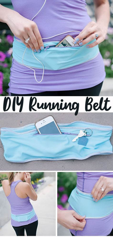 Easy DIY Running Belt Tutorial Diy Running Belt, Pocket Belt Pattern, Running Belt Pattern, Belt Bag Pattern Free, Hip Bag Pattern Free, Belt Pouch Pattern, Tool Belt Diy, Diy Fanny Pack, Sewing Spandex