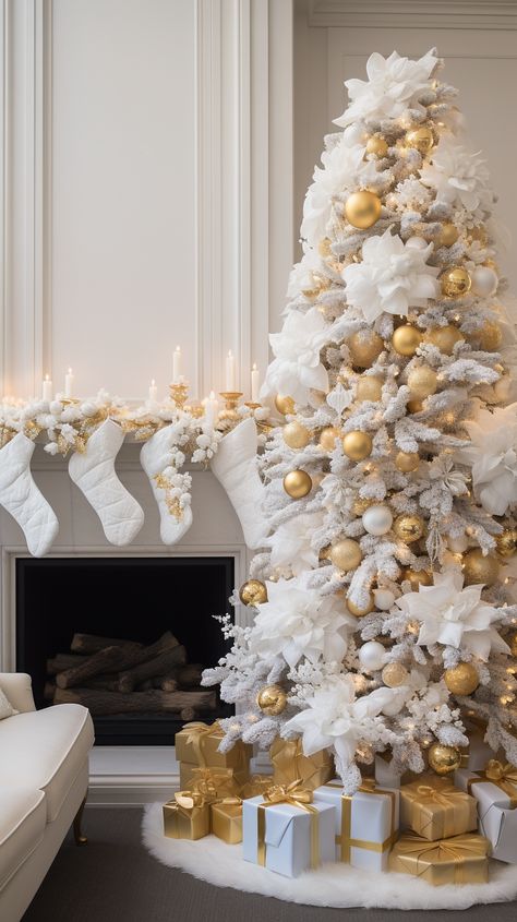 Snowy white Christmas tree, capturing the essence of a winter wonderland for the holiday season Fake White Christmas Tree, White Christmas Tree Ideas 2023, Christmas Tree Ideas 2023, Fake Xmas Tree, Tree Installation, White Christmas Tree Ideas, Fake Candles, Christmas Decorations Outdoor, Minimalist Christmas Tree