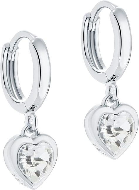 SPARKLING DESIGN: These crystal earrings feature sparkling heart shaped crystals that shimmer day and night GIFT GOALS: These are ideal earrings for women of all ages, perfect for formal occasions such as birthdays, weddings and anniversaries MATCHING SET: Pair these cute earrings with the matching heart stud earrings and crystal heart pendant from the same Ted Baker collection BRANDED PACKAGING: Includes a gift box so you can treat your mum, girlfriend, sister, or bestie to these cute earrings Ted Baker Jewellery, Huggie Earrings Silver, Crystal Heart Earrings, Dainty Hoop Earrings, Crystal Heart Pendant, Heart Hoop Earrings, Hoop Earring Sets, Jewelry Images, Huggie Earrings