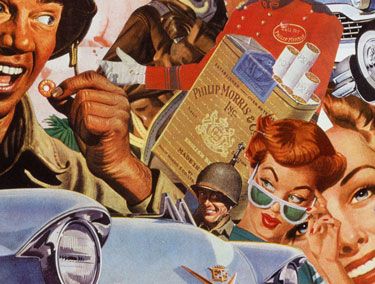 POST WAR PROMISES   collage by Sally Edelstein appropriates 1940's 50's pop culture imagery in picturing Post War consumer America 1950s Pop Culture, Consumerism Art, Culture Collage, American Advertising, Consumer Culture, Propaganda Art, The American Dream, 50s Style, Antique Illustration