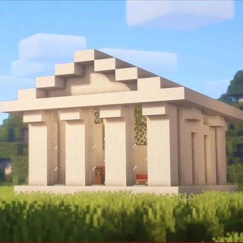 Are you a fan of Hercules? Then maybe you have heard of or seen a Greek Temple? Then why not create one with this Small Greek Temple in Minecraft? It features a small temple that utilizes the quartz blocks to the fullest! You can also enjoy the comfort it provides inside and make it a shelter or a small base! So better check it out now! Minecraft Park, Minecraft Temple, Minecraft Medieval House, Greek Buildings, Small Temple, Minecraft House Ideas, Minecraft Farm, Easy Minecraft Houses, Minecraft Medieval