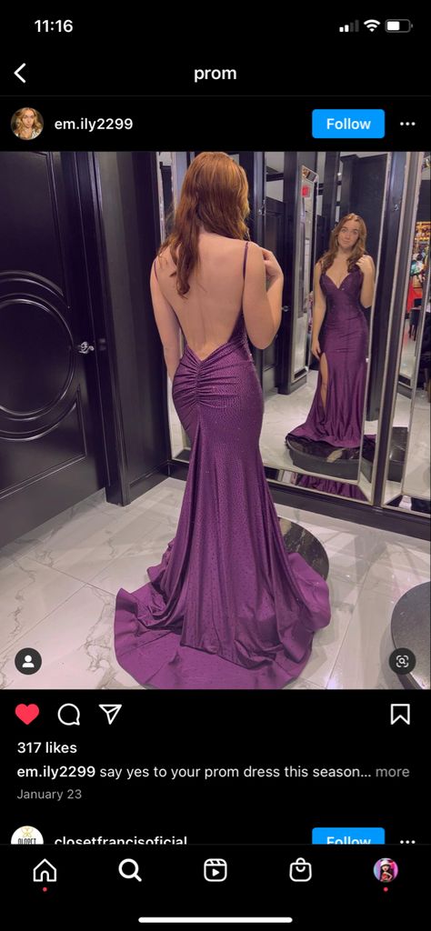 Purple Mermaid Dress Prom, Prom Dress With Low Back, Rare Prom Dresses Colors, 2023 Prom Dresses Purple, Lilac Prom Dress Aesthetic, Prom Dresses 2023 Mermaid, Long Purple Prom Dress, Amethyst Prom Dress, Purple Open Back Prom Dress