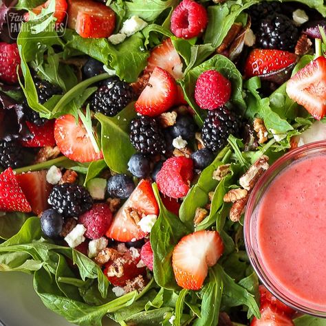 This Nuts About Berries Salad is colorful, flavorful, and refreshing in the spring and summer months when you can pick or purchase delicious, fresh berries. Nuts About Berries Salad, Mix Salad Recipes, Spring Mix Salad Recipes, Berries Salad, Salad With Berries, Berry Salad Recipe, Dinner Spring, Mix Salad, Spring Mix Salad