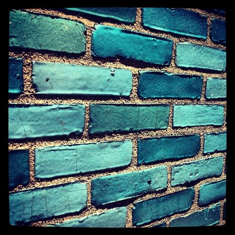 Blue Brick Wall | Flickr - Photo Sharing! Coloured Brick Wall, Brick Mural Painted, Brick Accent Wall Living Room, Front Foor, Blue Brick Wall, Greek Vibes, Brick Wall Gardens, Painted Brick Wall, Brick Feature Wall