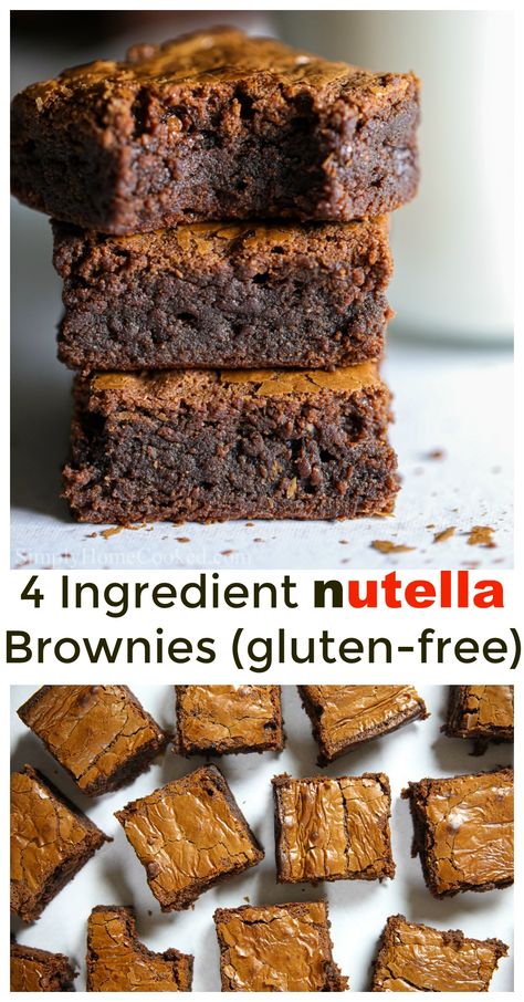 Gf Nutella Brownies, 4 Ingredient Nutella Brownies, Gluten Free Nutella Desserts, Gluten Free Nutella Brownies, Nutella Recipes Gluten Free, Gluten Free Nutella Recipes, Nutella Ice Cream Recipe, Perfect Brownie Recipe, Homemade Brownie Recipe