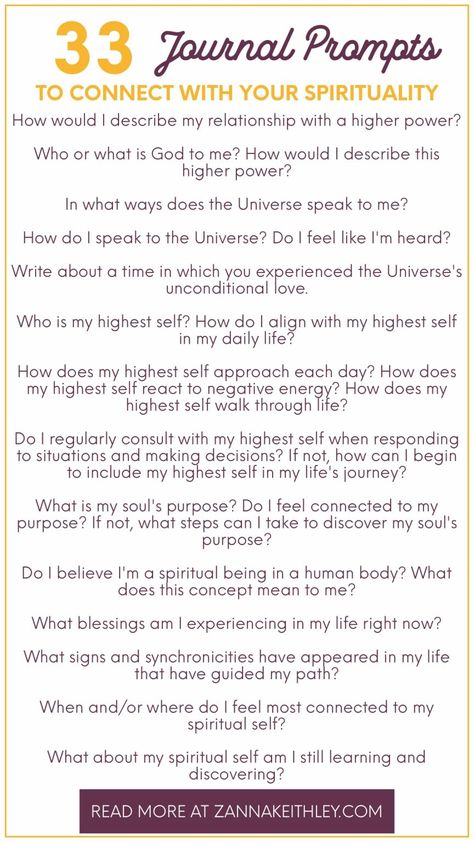 33 Spirituality Journal Prompts to Connect to Your Spirit | Zanna Keithley Therapy Affirmations, Spirituality Journal, Therapy Prompts, Bullet Journal Topics, Shadow Work Spiritual, Ballet Journal, Mindfulness Journal Prompts, Morning Journal Prompts, Psychology Notes