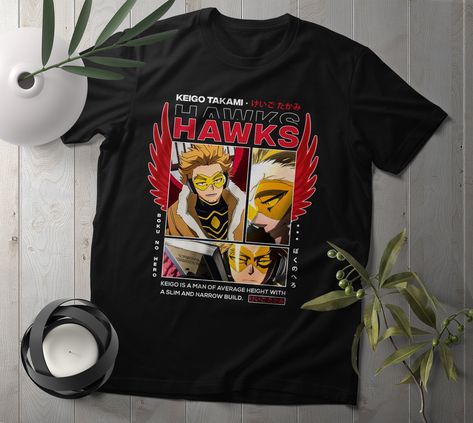 Keigo Takami, HAWKS T-Shirt, My Hero Academia Shirt, Boku no Hero, BNHA Shirt, MHA Shirt, Anime Shirt, Manga Shirt, Unisex Tee Mha Shirt, Keigo Takami Hawks, My Hero Academia Shirt, Clothes Shorts, Manga Gift, Keigo Takami, Anime Shirts, Anime Tees, Birthday List