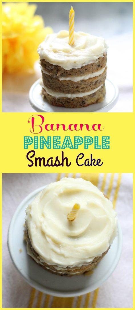 Banana Pineapple Smash Cake Healthy Smash Cake, Healthy Birthday Cakes, Smash Cake Recipes, Baby Cake Smash, Smash Cake Boy, Birthday Food, First Birthday Cakes, Cakes For Boys, Savoury Cake