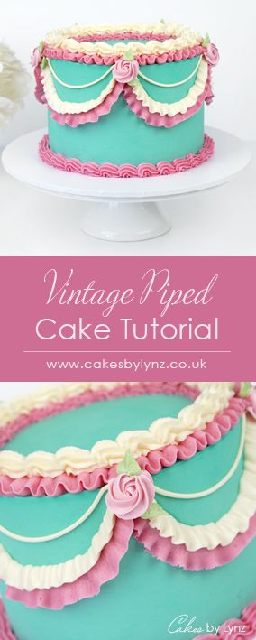 Vintage Inspired Piped Buttercream Lambeth Cake Tutorial Buttercream Roses Tutorial, Vintage Buttercream Cake, Vintage Style Cake, Cake Piping Techniques, Roses Tutorial, Victorian Cakes, Lambeth Cake, Piping Buttercream, Cake Techniques