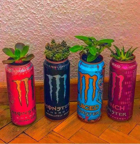 Monster Can Art Ideas, Monster Energy Diy, Monster Cans Diy, Monster Room, Monster Decorations, Monster Energy Girls, Monster Pictures, Can Art, Monster Crafts