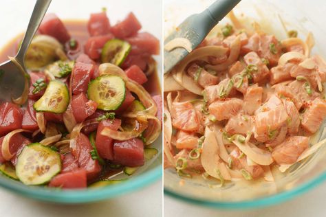 2 Easy Poke Sauce Recipes (Soy Sauce or Mayo Based) - Hungry Huy Poke Sauce Recipes, Poke Sauce, Poke Recipe, Raw Tuna, Vietnamese Soup, Raw Salmon, Mayo Sauce, Poke Bowls, Spicy Seasoning