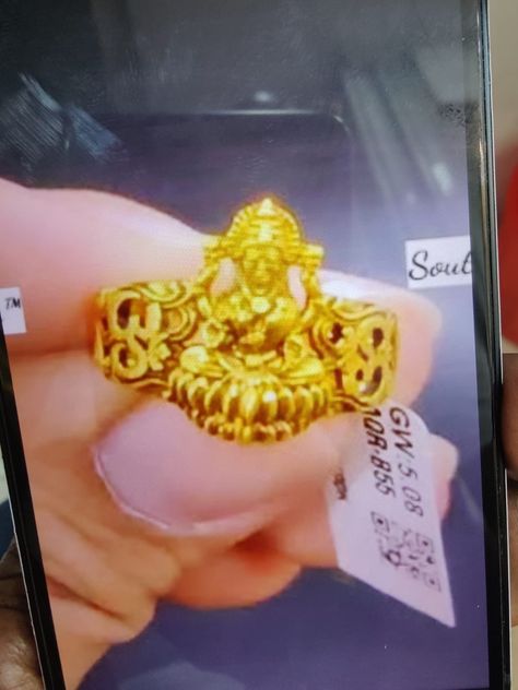 Laxmi Devi Finger Rings Gold, Lakshmi Devi Rings, Gold Ring Design For Women, Ring Design For Women, Gold Ring Design, Lakshmi Devi, Gold Finger Rings, Gold Jewels Design, Aesthetic Letters