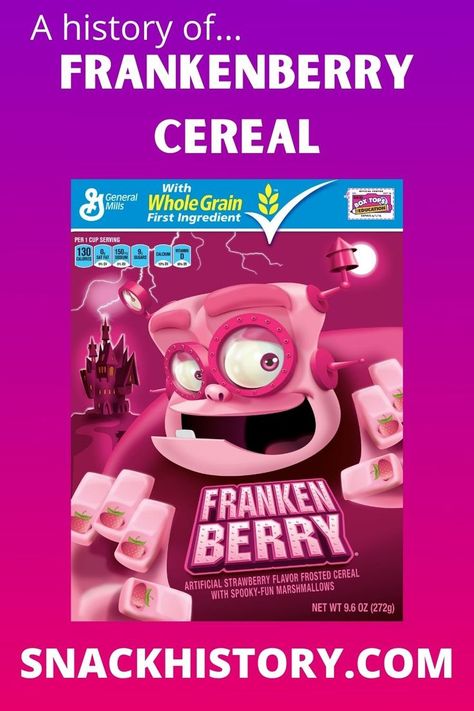 Frankenberry Cereal Frankenberry Cereal, Monster Cereal, Popular Monster, Flavored Marshmallows, Marshmallow Frosting, Cereal Snacks, General Mills, Breakfast Snacks, Flavor Profiles