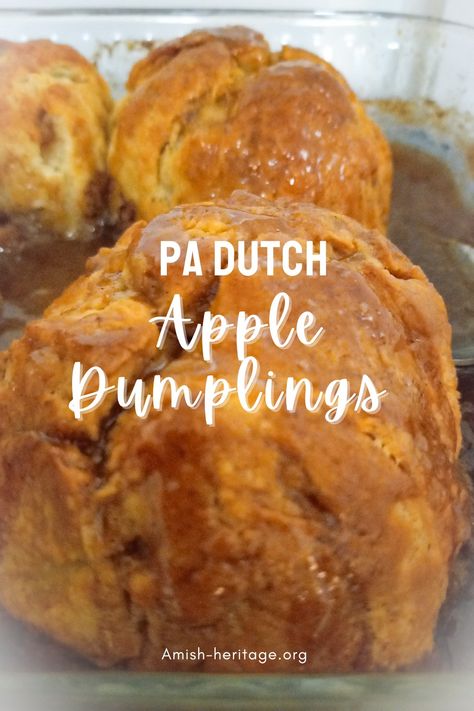 Baked Apple Dumplings in caramel sauce Caramel Apple Dumplings With Crescent Rolls, Martha Stewart Apple Dumplings, Dough For Apple Dumplings, Amish Apple Recipes, Apple Dumpling Crust Recipe, Apple Dumplings With Caramel Sauce, Apple Dumplings For Two, Apple Dumplings For Freezer, Pa Dutch Apple Dumplings