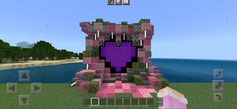 Portal en forma de corazón <3 Nether Minecraft, Pretty Minecraft, Pretty Minecraft Houses, Minecraft Inspo, Minecraft Stuff, Minecraft Building, Minecraft Ideas, Minecraft 1, Craft Stuff