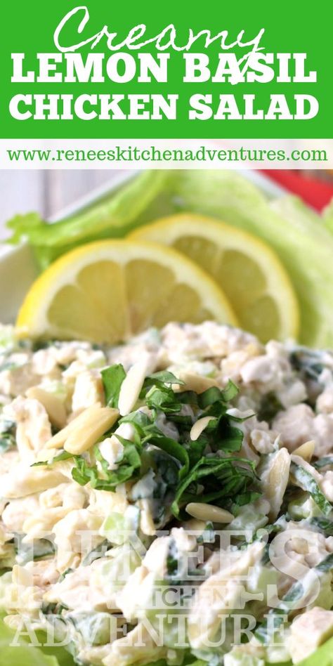 Lemon Basil Chicken Salad, Basil Chicken Salad, Easy Chicken Salad Recipe, Lemon Basil Chicken, Chicken Salad Recipe Easy, Easy Chicken Salad, Soft Bread, Green Veggies, Basil Chicken