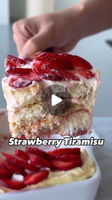 Food & Wine on Instagram: "“People are going to beg you for this Strawberry Tiramisu recipe,” so you may as well send this video to everyone you know 😉🍓. Find everything you need for a warmer take on the classic at the link in bio. 🎥: @chloe.gebacz 🍰: @annatheo 

#strawberryshortcake #tiramisu #tiramisucake #summerdessert" Tiramisu Recipe Fruit, Berry Tiramisu Recipe, Easy Strawberry Tiramisu Recipe, Strawberry Tiramisu Aesthetic, Strawberry Tiramisu Recipe, Dessert Casseroles, Strawberry Tiramisu Food And Wine, Party Desert, Cold Sweets