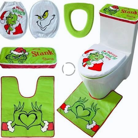 ✓✓Christmas Bathroom Decor Toilet Seat Cover Set Sets With Toilet Lid Cover Toilet Seat Cover Floor Rug Tank Cover For Bathroom Decorations Features Christmas Bathroom Decoration Ideas Spread Christmas cheer throughout your home...cluding the bathroom; walking into a toilet and greeted with a cute ; perfect Christmas gift for friends and family Premium Ma..