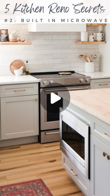 Marissa Arnieri | Marissa Cal Home on Instagram: "5 Kitchen Renovation Secrets… No. 2: A Built-In Microwave for Less! If you read my blog post you’ll know that microwaves above the stove are a pet peeve of mine and I hate saying it because most American kitchens have it. I think that era is ending though. Folks seems to want to hide all appliances these days! Well, after swapping out microwaves for range hoods in a few homes now, I’ve had to find creative and low cost ways to install new “hidden” ones! Hope this helps! . . . . #kitchenrenovationideas #diyhacks #kitchencabinets #boiseinteriordesign #howihome #diyhomeprojects #smmakelifebeautiful #cljsquad #currentdesignsituation #pocketofmyhome #vintageinteriordesign" Kitchen Island With Microwave Built In, Kitchen Microwave Placement, Microwave Drawer In Island, Under Counter Microwave, Tv Kitchen, Microwave Drawer, Microwave In Kitchen, American Kitchen, Vintage Interior Design