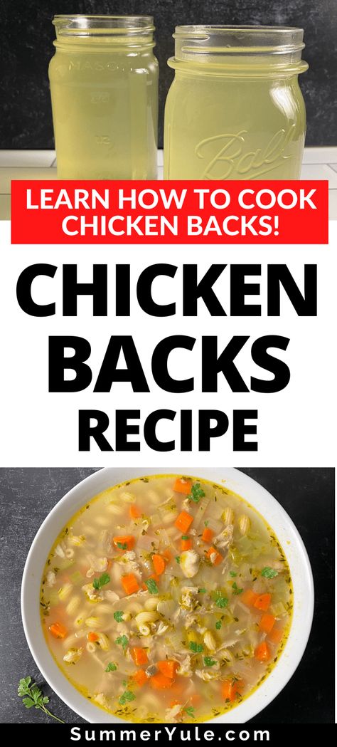 Learn how to cook chicken backs! Here are two easy chicken back recipes for family dinners: chicken back stock and chicken back soup! Chicken Backs And Necks, Chicken Back Recipe, Chicken Backs, October Recipes, Dinners Chicken, Keto And Gluten Free, Chicken Soup Recipes Homemade, October Food, Chicken Stock Recipe