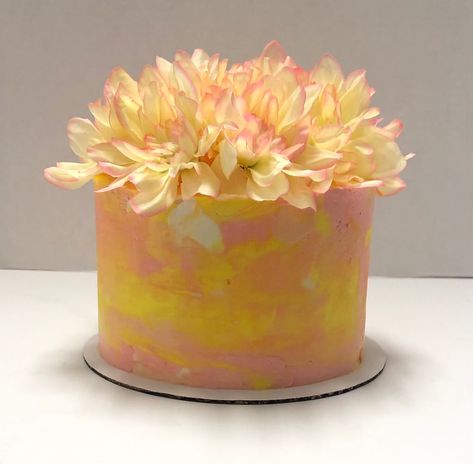 #pinkyellowmarbledbuttercream Adult Birthday Party, Pink Yellow, Butter Cream, Planter Pots, Birthday Party, Yellow, Cake, Birthday, Pink