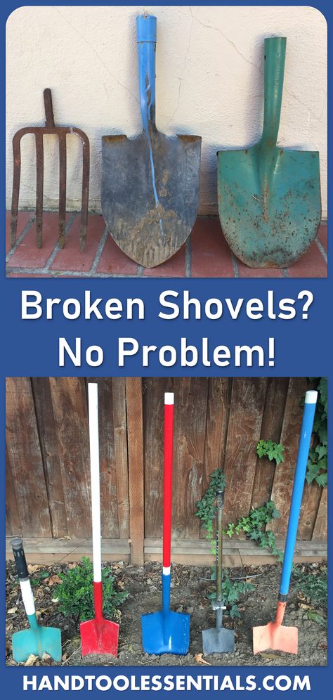 Turn your broken shovels into decorative garden tools with our online tutorial! Almost every avid gardener or home improvement junkie has broken a shovel before. Thus, we decided to create a brief guide on repairing them. And since fixing broken shovels isn't the most glamorous task, we recommend that you put a decorative spin on yours! Repurposed Shovel Head, Shovel Art Ideas, Shovel Crafts Diy, Shovel Decor, Shovel Craft, Garden Rake, Upcycle Garden, Upcycled Projects, Old Tools