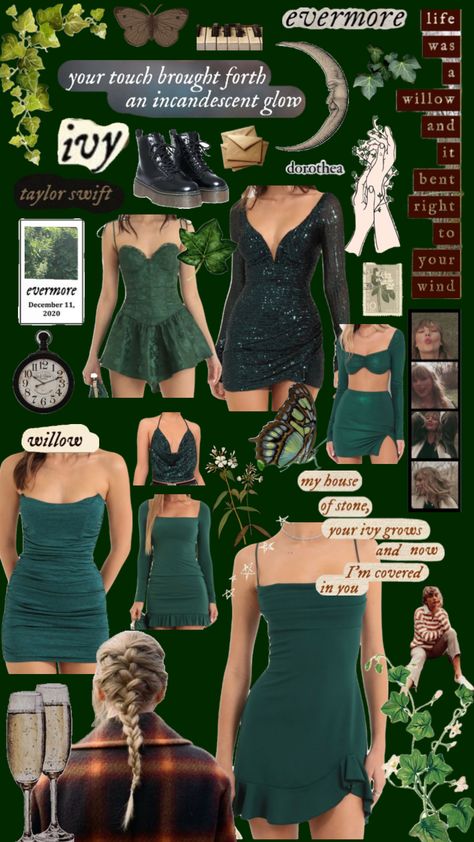 #ivy #evermore #taylorsverison Ivy And Daisy Eras Tour, Evermore Taylor Swift Outfits Concert, Taylor Swift Evermore Era Aesthetic, Taylor Swift Ivy Outfit, Eras Tour Ivy Outfit, Ivy Taylor Swift Outfit, Poison Ivy And Daisy Eras Tour, Ivy Eras Tour Outfit, Evermore Era Outfits