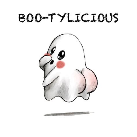 Simple Ghost Tattoo Design, Cute Spooky Sayings, Ghost Drawings Cute, Cute Ghosts Drawings, Simple Ghost Doodle, Ghost Cute Drawing, Funny Ghost Tattoo, Creepy Cute Drawings, Drawing Ideas Ghost