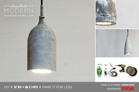 HomeMade Modern DIY Concrete Pendant Lamp #home #decor #furnishing #lighting Concrete Lamps, Diy Pendant Lamp, Diy Luminaire, Homemade Modern, Concrete Light, Concrete Pendant Light, Concrete Pendant, Diy Lampe, Concrete Lamp