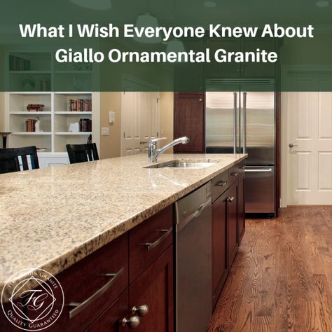 Granite Countertop Ideas, Giallo Ornamental Granite, Countertops Ideas, Metal House Plans, Light Granite, Kitchen Remodel Countertops, Countertop Ideas, Alabaster White, Granite Countertop