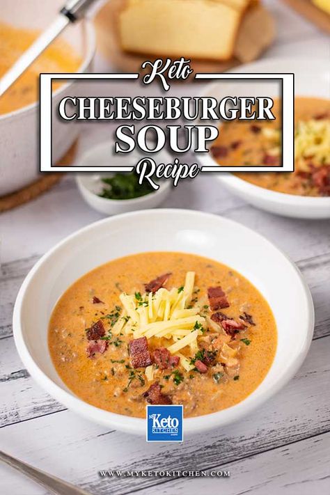 Low Carb Beef Soup, Keto Cheeseburger Soup, Keto Bacon Cheeseburger, Bacon Cheeseburger Dip, Keto Cheeseburger, Diet Lunch, Bacon Cheeseburger Soup, Cheese Burger Soup Recipes, Keto Bacon