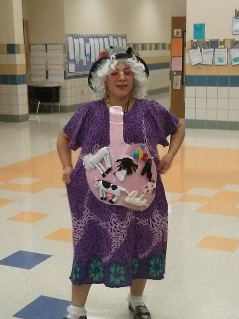 Dress As Favorite Book Character, Old Lady Who Swallowed A Fly Costume, There Was An Old Lady Who Swallowed Fly Costume, Dress Up Like A Book Character, Book Character Outfits, Teacher Story Book Character Costumes, Book Character Halloween Costumes, Story Book Character Costumes, Book Character Ideas