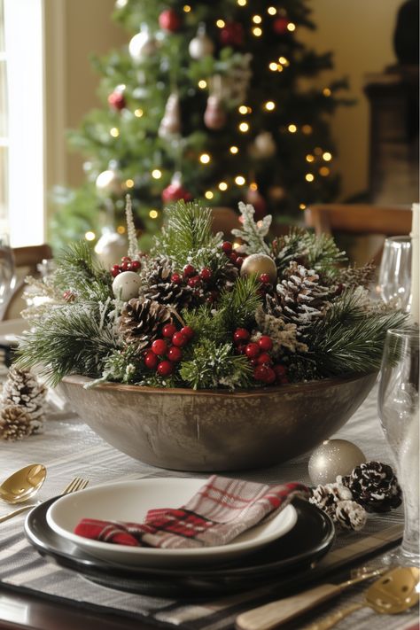 Sometimes the simplest ideas make the best statement. A dough bowl filled with greenery, candles, and a bit of faux snow creates an inviting French country Christmas centerpiece that’s hard to beat. It’s so easy to put together and adds just the right touch of natural elegance to any table. Could you picture this on yours? Christmas Bowl Centerpiece, Dough Bowl Christmas Centerpiece, Christmas Dough Bowl Centerpieces, Wood Bowl Centerpiece, Dough Bowl Centerpiece, French Country Christmas, Bowl Centerpiece, Christmas Bowl, Snowflakes Falling