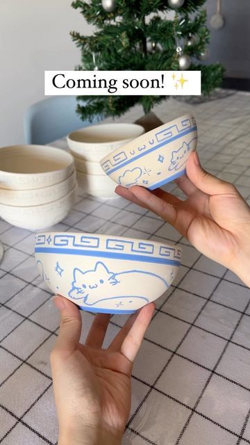 💙Punikoi💙 Est.2019 ✨ on Instagram: "Mini drop coming soon! I will have ramen bowls, mini bowls, mugs, trinket dishes and cups! Hope you like it 💙 . . . . . . . . . . #artreel #smallbusiness #smallbusinesssupport #artistsupport #shopsmall #ceramics #cuteceramics #pottery #ceramicmug #ihavethisthingwithceramics #handmadeceramics #handmadepottery #potteryofinstagram #cutepottery #punikoi #lamenbowl #ramen" Yarn Bowls Pottery Clay, Painted Ramen Bowl, Painting Trinket Dishes, Ramen Bowl Pottery Painting, Diy Bowl Painting, Paint Your Own Pottery Bowl Ideas, Ramen Bowl Ceramic Design, Trinket Bowl Clay, Handmade Ramen Bowl