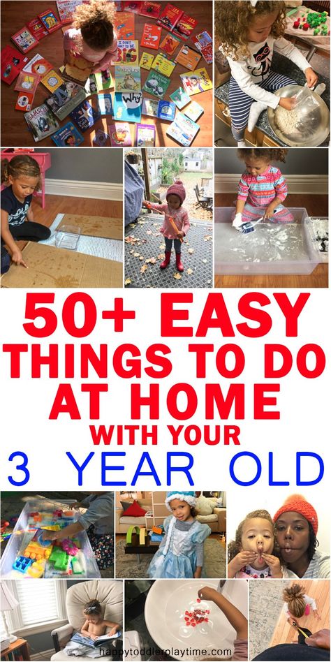 50+ Easy Things To Do At Home with Your 3 Year Old – HAPPY TODDLER PLAYTIME Do you have a 3 year old at home? Then check out this amazing list of 50+ EASY things to do at home with your 3 year old! #toddler #preschoolers #kidsactivities Toddler Home Activities, Pinata Diy, Things To Do At Home, Fun Activities To Do, Indoor Activities For Kids, Toddler Learning Activities, Toddler Fun, Home Activities, Indoor Activities