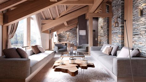 Luxury Mountain Homes Interiors, Luxury Mountain Homes, Mountain Homes Interiors, Kensington Apartment, Mountain Interiors, Courchevel 1850, Studio Architecture, Chalet Interior, Cottage Interiors