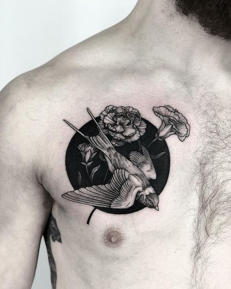 Bird Chest Tattoo, Cool Tattoo Ideas For Men, Nightingale Tattoo, Chest Tattoo Cover Up, Cool Tattoo Ideas, Crow Tattoo Design, Bird Tattoos, Water Tattoo, Wild Tattoo