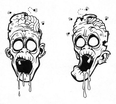 ZOMBIE TATTOO by boooogerbrain, or KW Monster, via Flickr Zombie Flash Tattoo, Simple Zombie Tattoo, Zombie Tattoo Design, Zombie Face Drawing, Zombie Drawing Sketch, Zombie Tattoo Ideas, Zombie Girl Tattoos, Zombie Sketch, Zombie 3