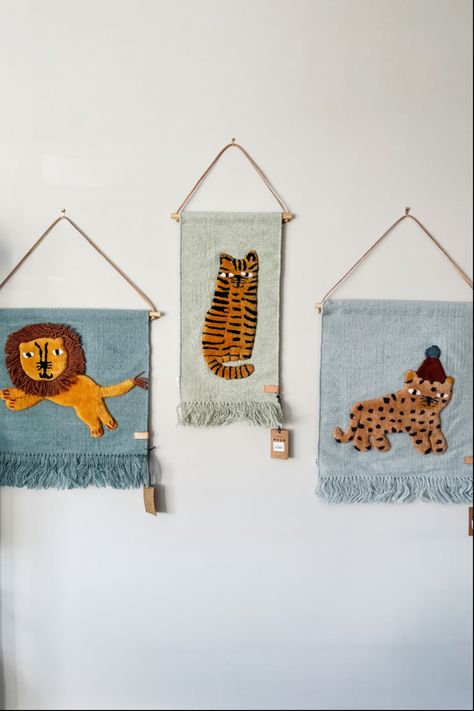 Animal wall decor | Playroom inspo 🐅🦁🐆 Wall Decor Playroom, Wall Rugs, Playroom Rug, Nursery Room Design, Animal Rug, Old Room, Animal Wall Decor, Wall Rug, Big Boy Room