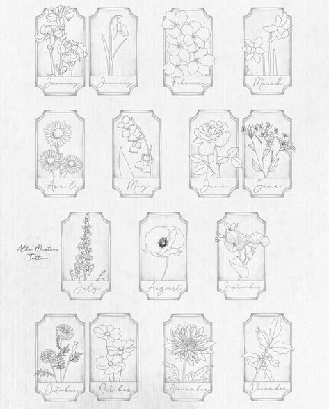 Postage Stamp Drawing, 2024 Tattoo, Stamp Drawing, Drawing Flowers, Subtle Tattoos, Leg Sleeves, Month Flowers, Birth Month Flowers, Simplistic Tattoos