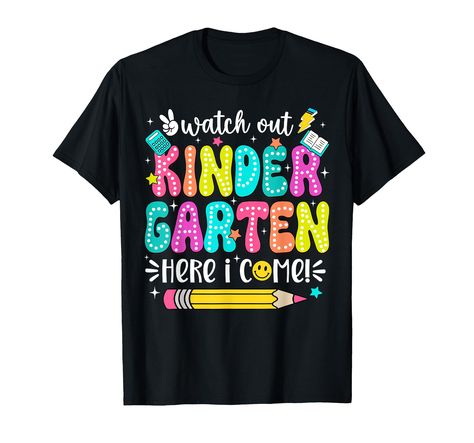 PRICES MAY VARY. Watch Out Kindergarten Here I Come T-shirt is a perfect gift for any kindergarten to wear and back to school in style. Cute shirt for Kinder boys, girls, kids, students, teachers to surprise the classroom on the first day of school. Team Kindergarten rocks If Kindergarten is your jam, back to school and let everyone know you're now part of the Kinder squad with this Kindergarten tee for boys, girls, women, men. Great first day of school outfit for anyone ready to crush Kindergar Hello 2nd Grade, Kindergarten Here I Come, Hello Teacher, Sunshine Party, 1st Grade Teacher, Kindergarten Rocks, Camping Vacation, 2nd Grade Math Worksheets, 1st Grade Math Worksheets