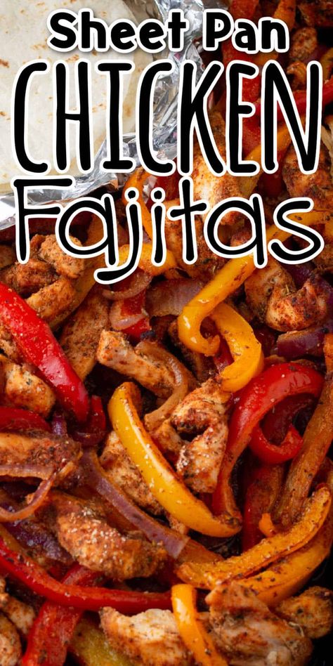 Spice up your weeknight dinner with these easy to make sheet pan chicken fajitas. These sheet pan chicken fajitas are so easy to make, and they're packed with flavor. These fajitas are a great way to get your family around the dinner table. The best part is, there's hardly any cleanup! Chicken Fajitas For A Large Crowd, Chicken Fajitas Oven, Easy Chicken Fajita Recipe, Oven Fajitas, Sheet Pan Chicken Fajitas, Fajita Mix, Easy Chicken Fajitas, Fajita Vegetables, Beef Fajitas