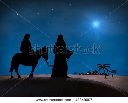 Bethlehem Christmas. Star in night sky above Bethlehem, with silhouette of Mary and Joseph on hill overlooking city. Hill Overlooking City, Journey To Bethlehem, Bethlehem Christmas, Mary And Joseph, Star Night, Christmas Program, The Nativity Story, Oh Holy Night, Christmas Play