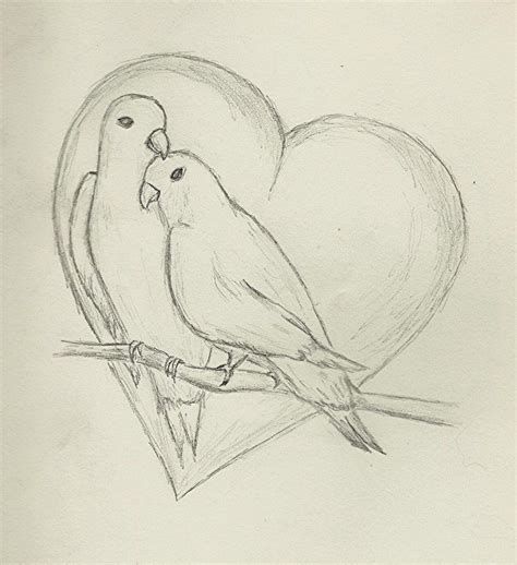 How To Draw Love Birds With Pencil ~ Drawing Tutorial Easy Cute Love Sketches, Love Birds Drawing, Birds Sketch, Sketch Bird, Pencil Drawing Pictures, Pencil Drawings Of Love, Scratch Book, Easy Pencil Drawings, Drawing Birds